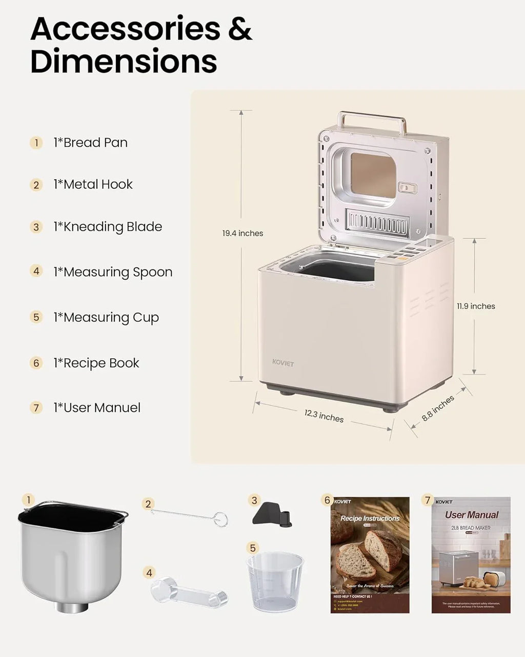 25-in-1 Bread Maker with Automatic Dual Dispenser 2-Pound Stainless Steel Bread Maker