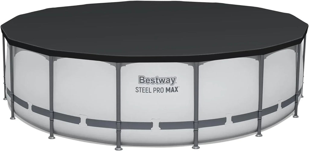Steel Pro MAX 14 Foot x 48 Inch Round Metal Frame Above Ground Outdoor Swimming Pool Set