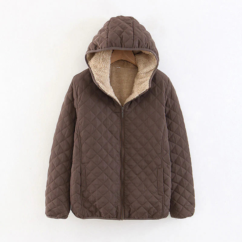 Veste matelassée à capuche avec doublure en peluche