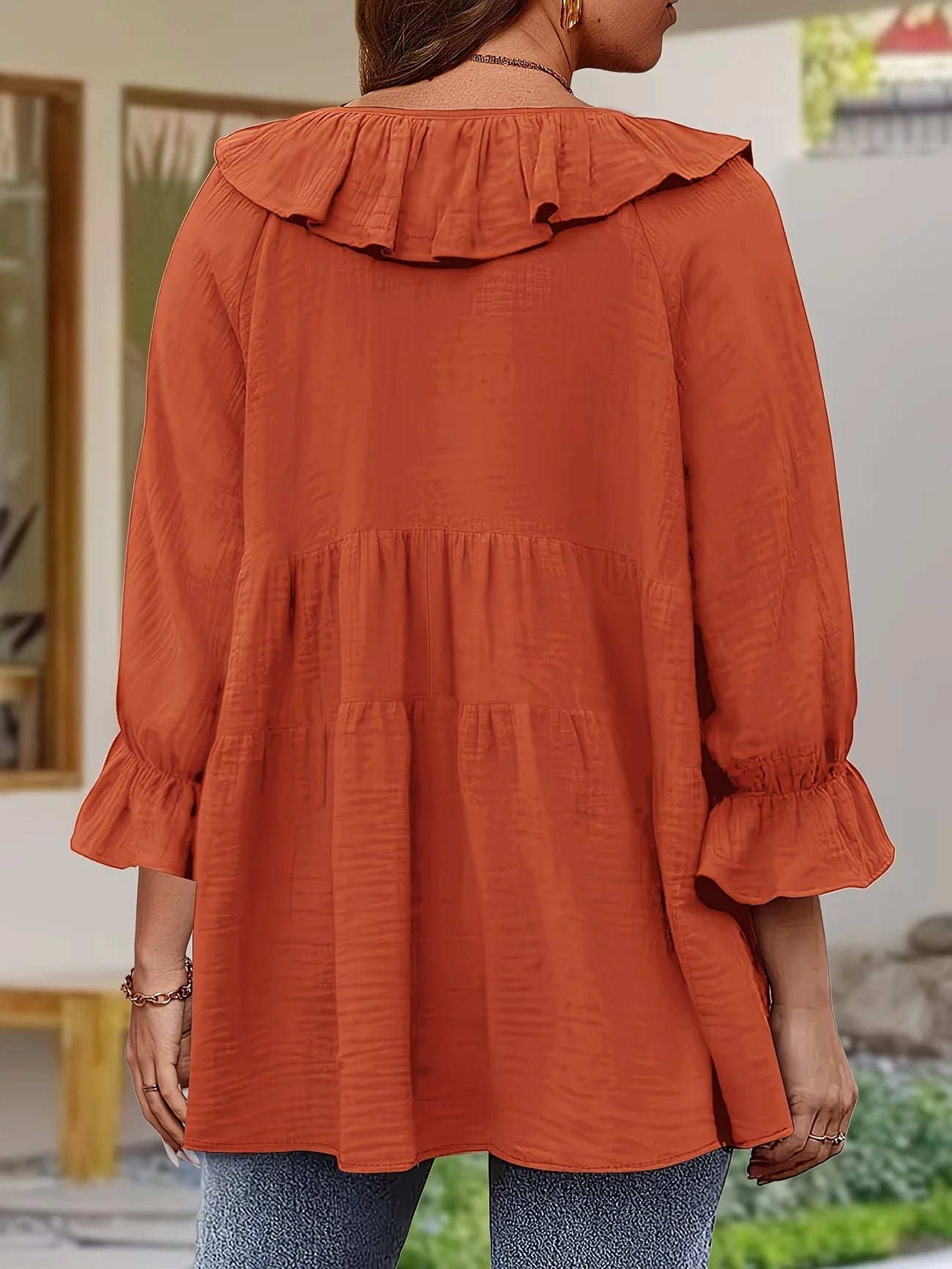 Blouse Femme Élégante à Col Volanté