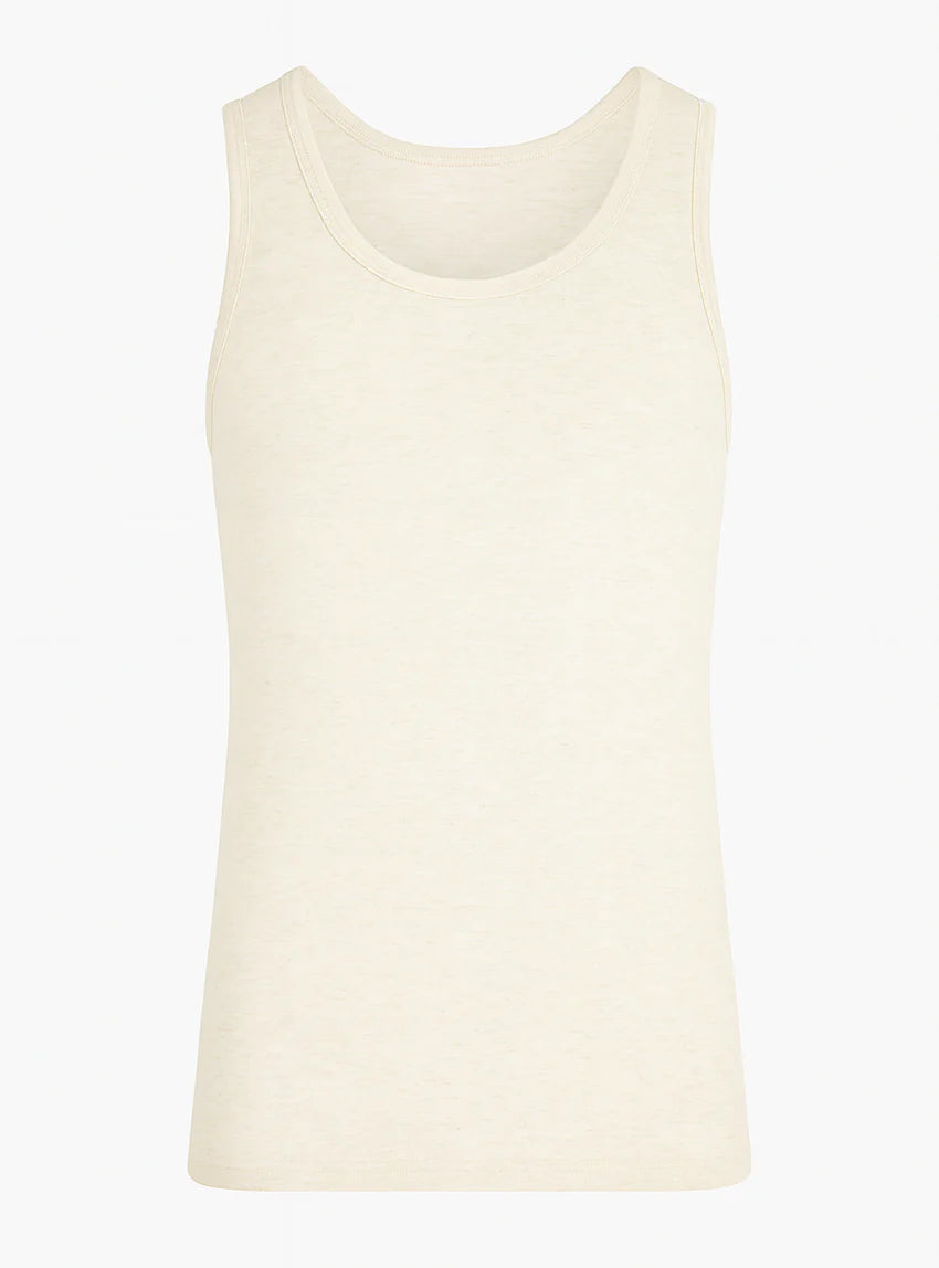 Débardeur thermique homme fin laine blanc naturel