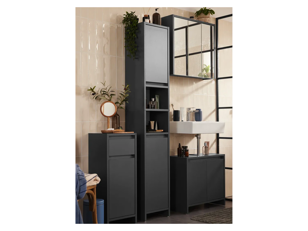 LIVARNO home Armoire latrale de salle de bains Oslo, 32 x 80 x 28 cm, noire
