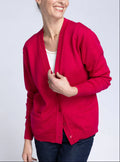 Gilet femme en laine rose rubis