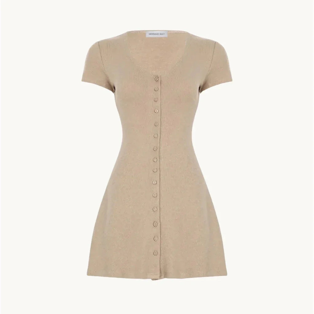 Robe Mini en Maille Nude à Silhouette Fluidе