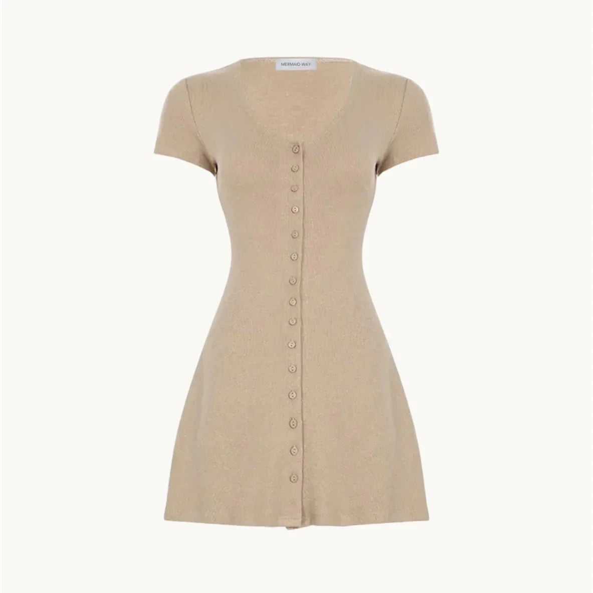 Robe Mini en Maille Nude à Silhouette Fluidе
