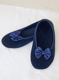 Chaussons ballerines femme en coton bleu marine