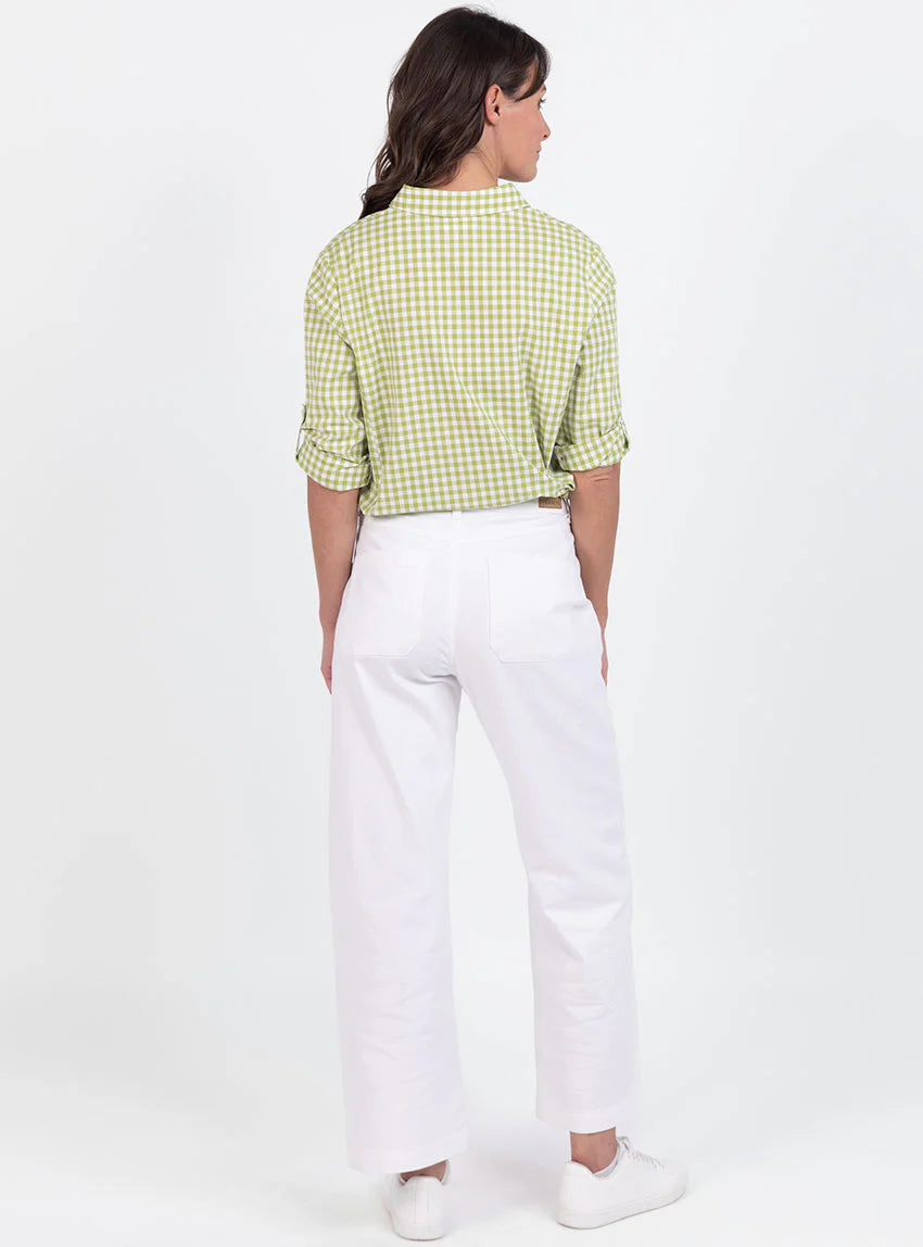 Chemise femme en coton vichy vert anis