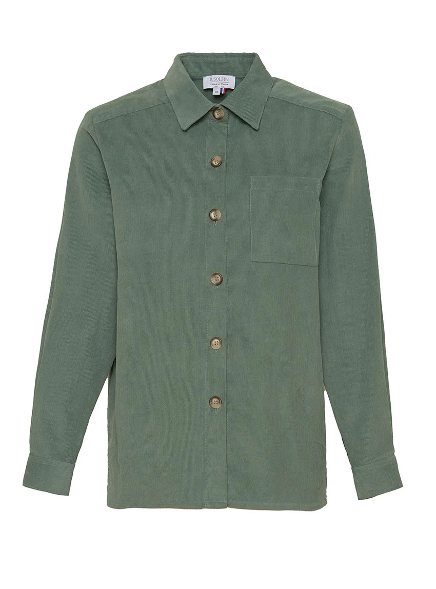 Surchemise femme en coton vert mousse