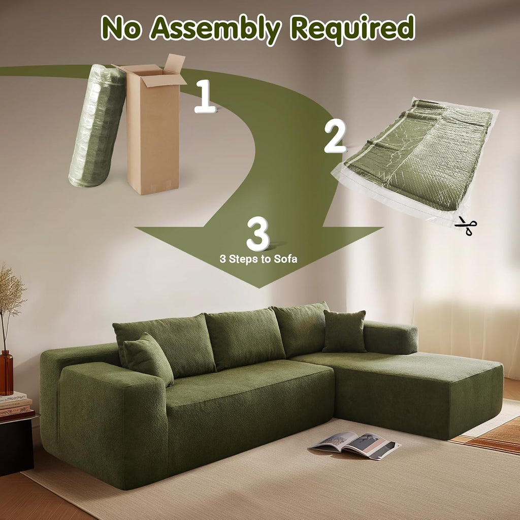 ovios 104 Cloud Sectional Couch with L-Shape Chaise,Modern Modular Sofa with Deep Seat, Upholstered Couches for Living Room Bedroom,No Assembly Required, Grey (Plush Corduroy Fabric)