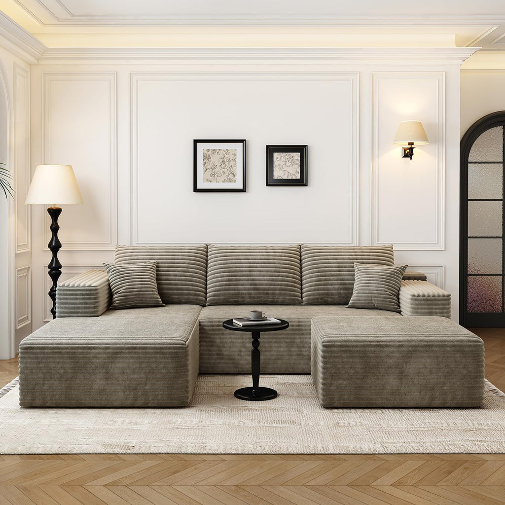 107.5 Cloud Modular Sectional Sofa Couch with L-Shape Chaise,Modern Minimalist Upholstered Couches for Living Room Bedroom,Deep Seat Corner Couch，No Assembly Required (Black,Left Facing Chaise)