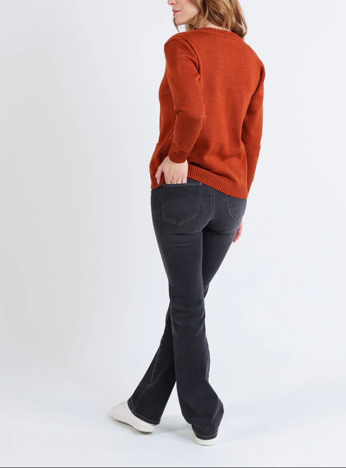 Cardigan femme en laine jersey épais Orange Ambré