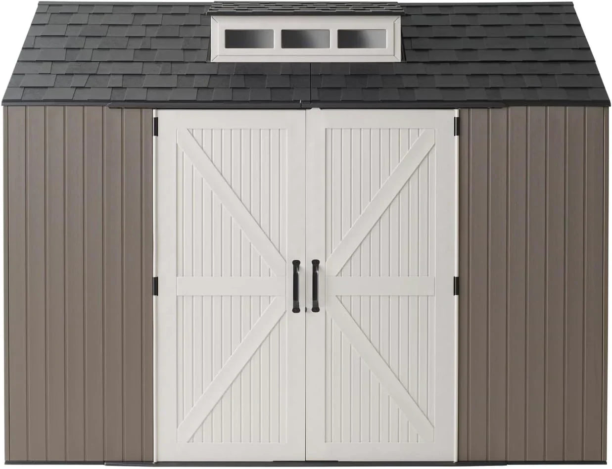 Rubbermaid Resin Outdoor Storage Shed With Floor Weather Resistant Gray Organization for Home