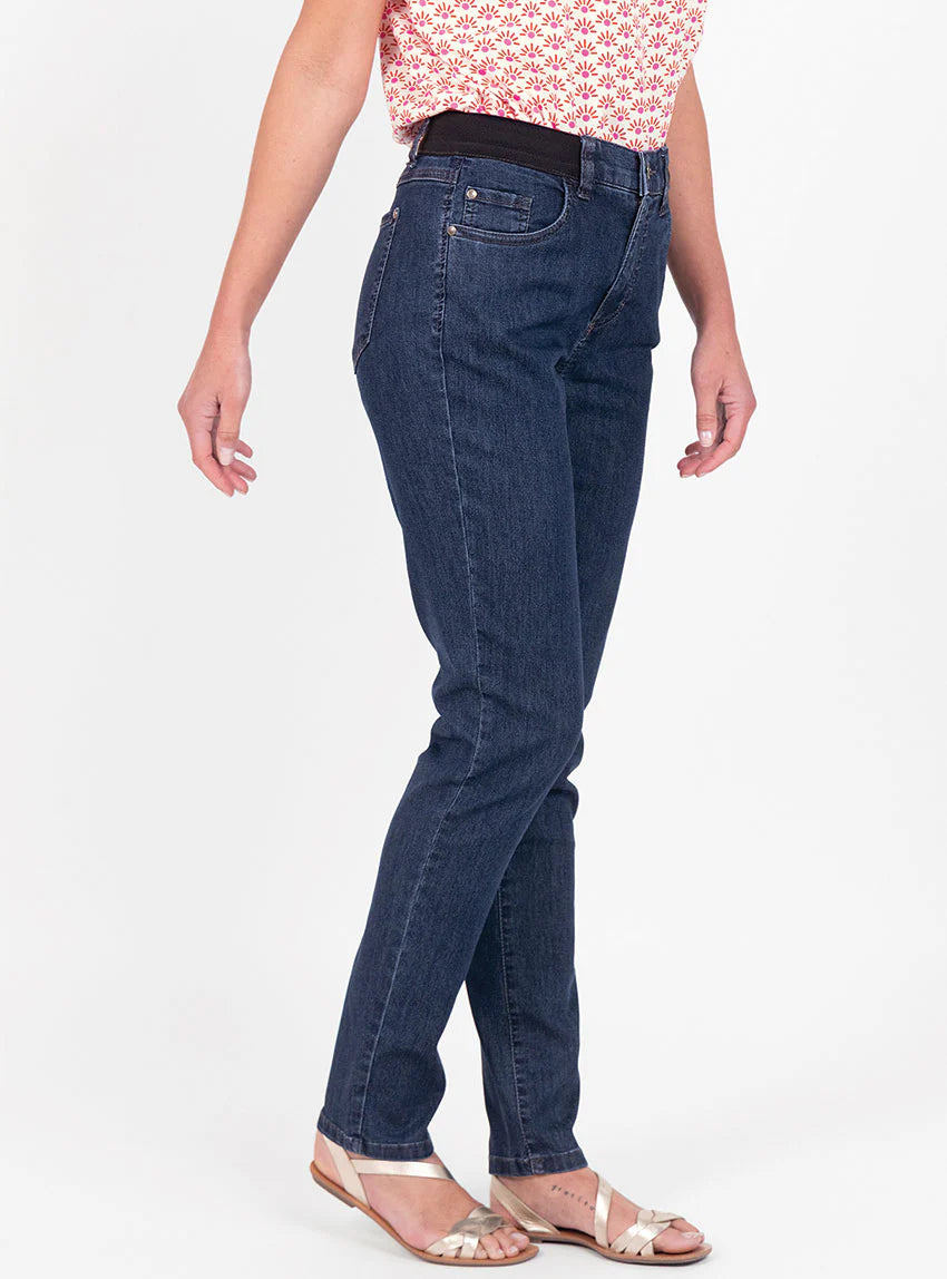 Jean femme en coton bleu indigo