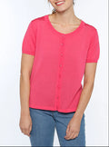 Cardigan femme manches courtes rose