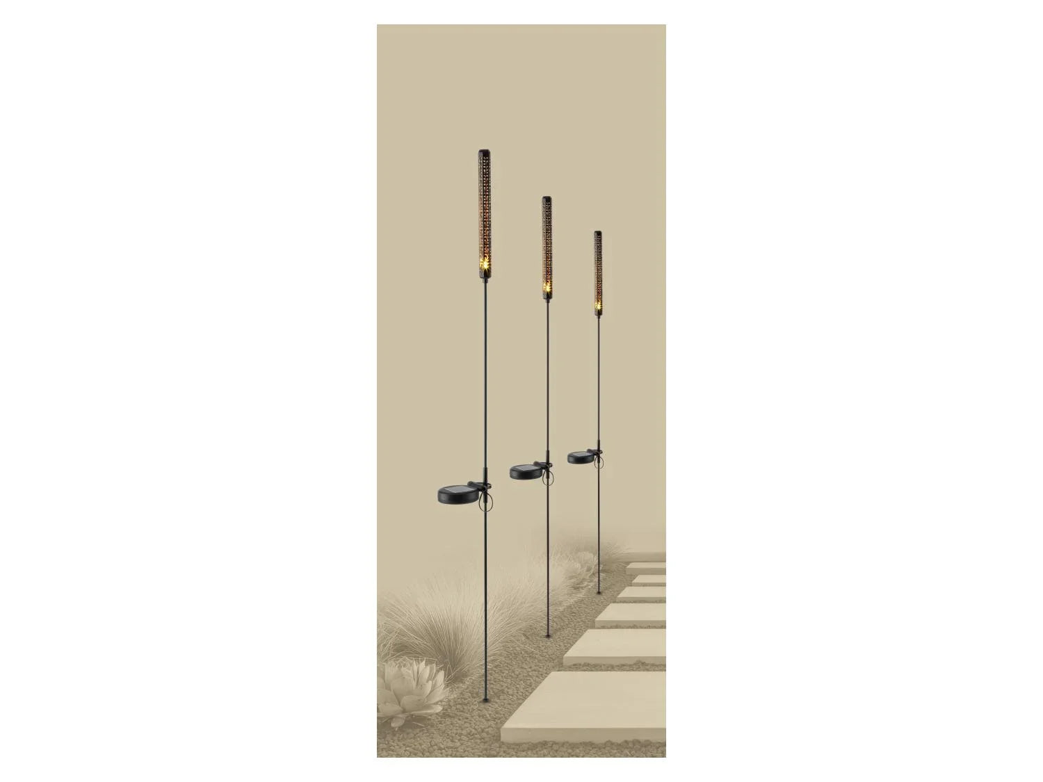 LIVARNO Lot de 3 lampes solaires LED