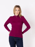 Pull chaussette femme col montant violet
