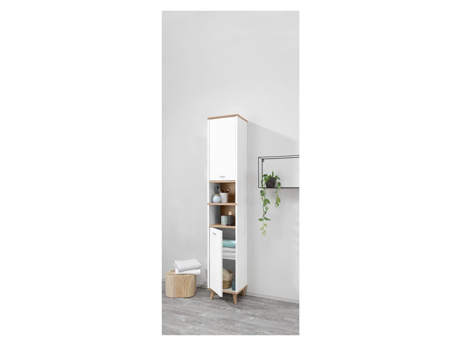 LIVARNO home Colonne de salle de bains Corfu, 32 x 180 x 28 cm, blanche/imitation chne
