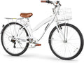 WEIZE Beach Cruiser Bike, 26 inch Commuter Bicycle for Adult Men and Women, 7-Speed/High-Carbon Steel/Front & Rear Fenders, Comfortable City Bikes with Rear Rack or Basket, Ergonomic Upright Design