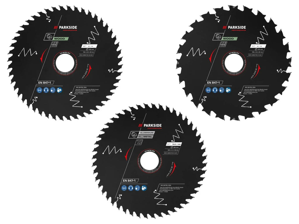 PARKSIDE PERFORMANCE Lame de scie circulaire, 190 mm, 24 dents, 48 dents, 54 dents