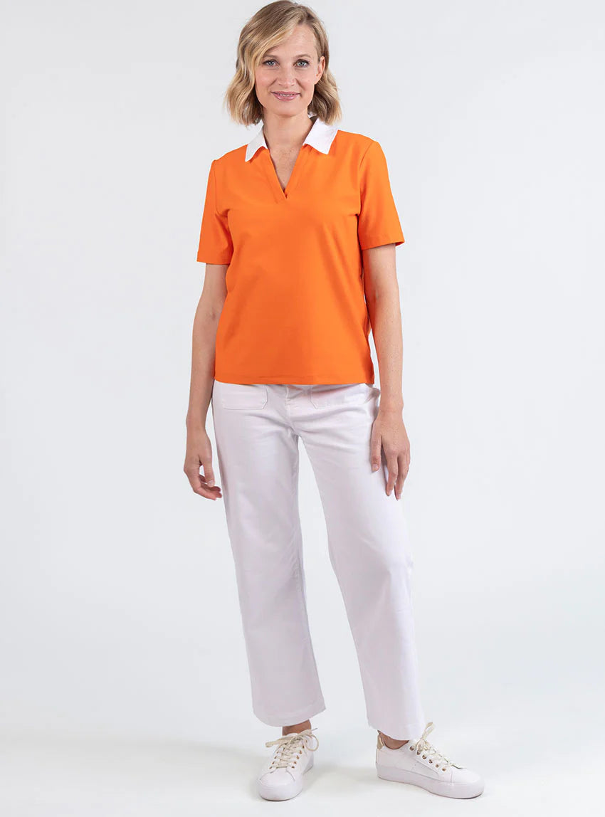 Polo femme en coton orange melon