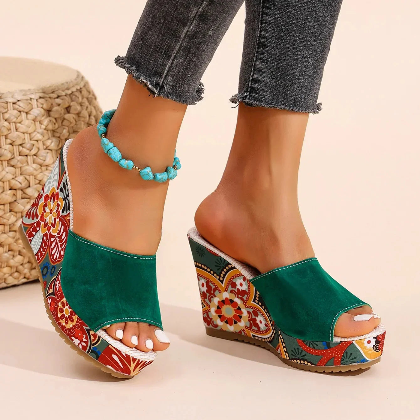 Joelle | Mules Sculpturales À Talon Fleuri