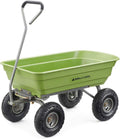 Heavy Duty Poly Utility Dump Wagon Garden Cart w/Pneumatic Tires, 6 Cu Ft - 1200 lb Capacity Outdoor Wheelbarrow for Yard, Landscaping & Gardening, Lawn Tractor or ATV Towable-Gorilla Carts