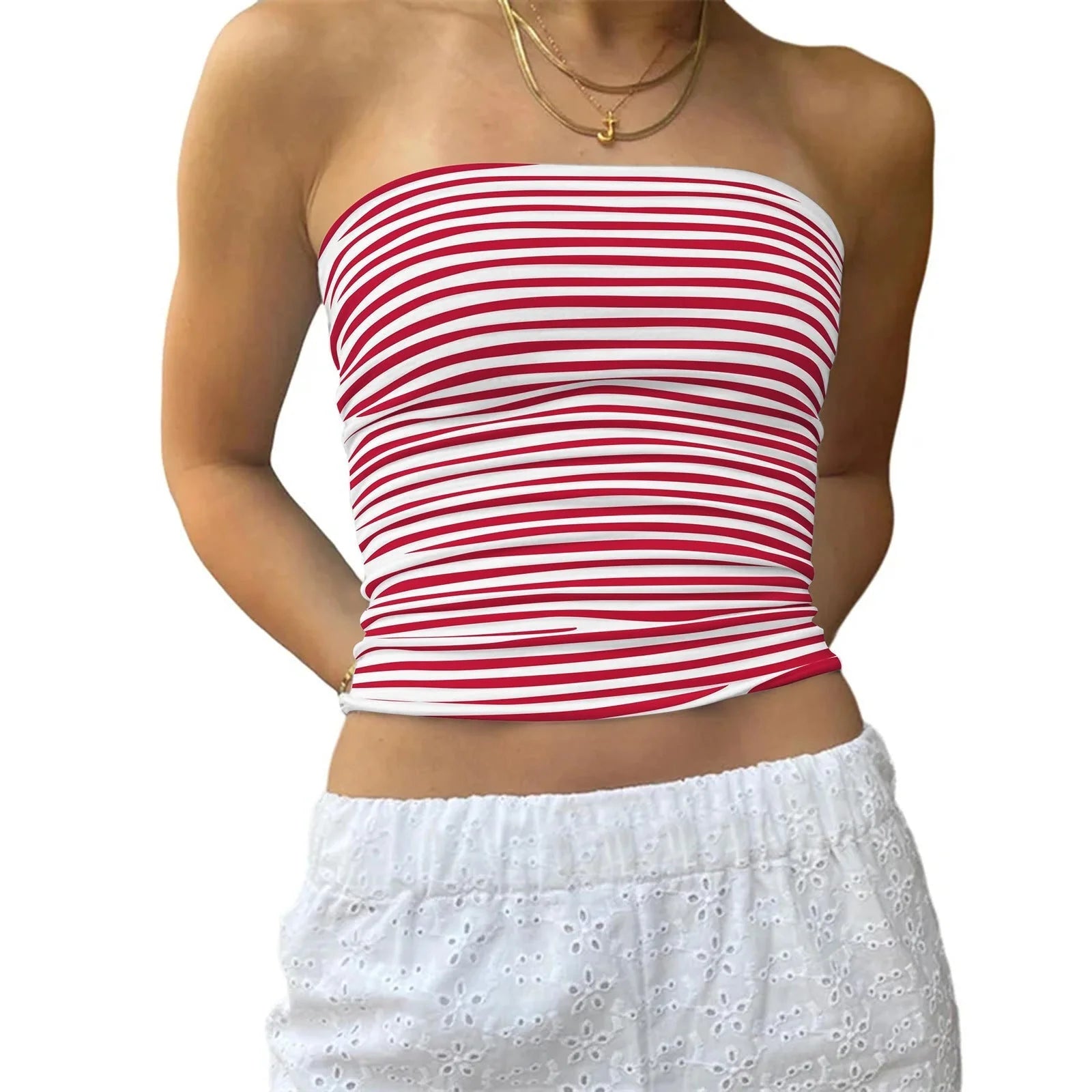 Haut bustier fin rayé pour femmes