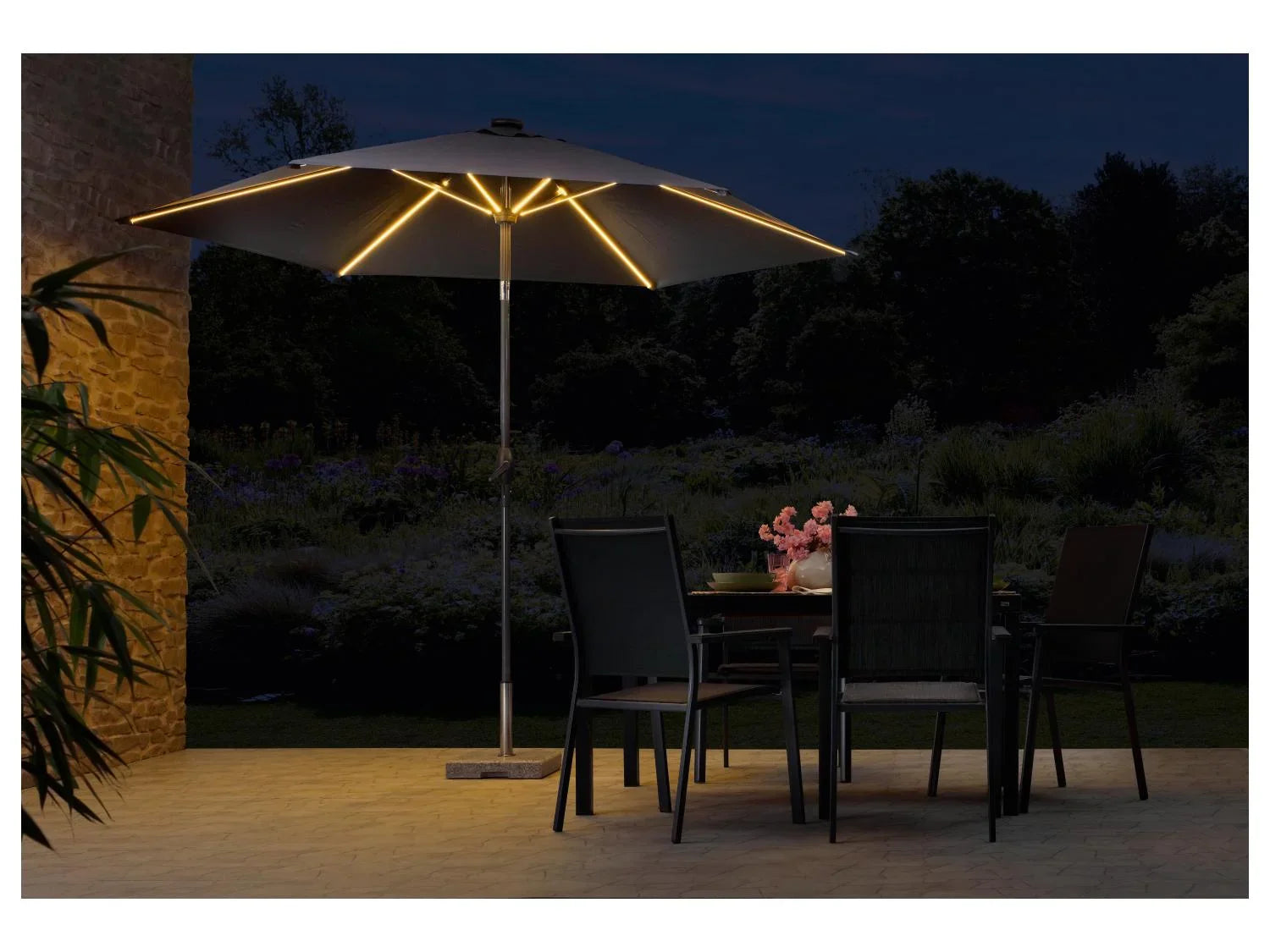 LIVARNO home Parasol avec clairage solaire  LED