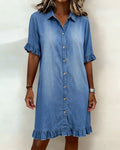Louise | Robe en Denim Confortable avec Fronces Flatteuses