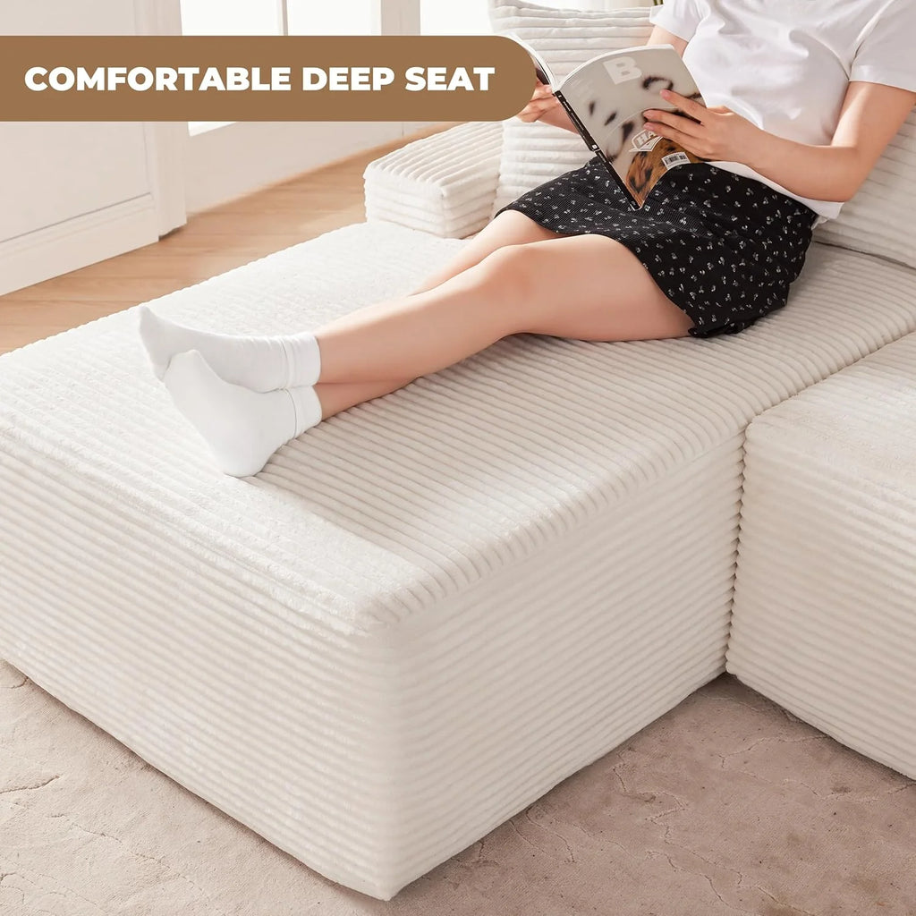 110 Cloud Sectional Couch, Boneless Sofa for Living Room Modular Sectional Sofa with Deep Seat