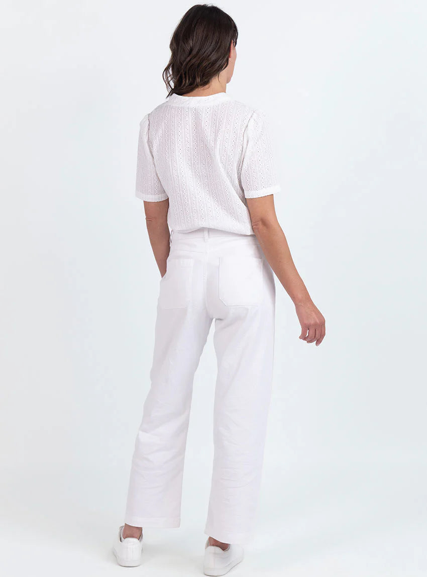 Chemisier femme brodé en coton blanc naturel