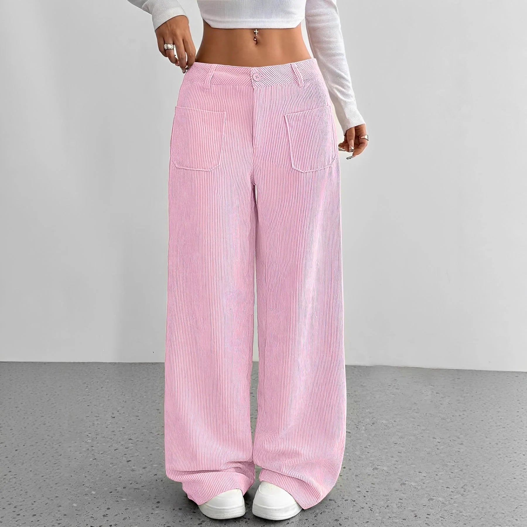 Isabelle - Pantalon en velours côtelé taille haute