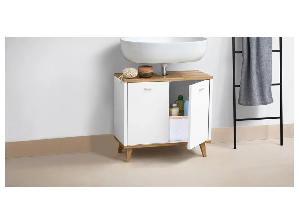 LIVARNO home Meuble sous vasque Corfu, 60 x 55 x 28 cm, blanc/imitation chne