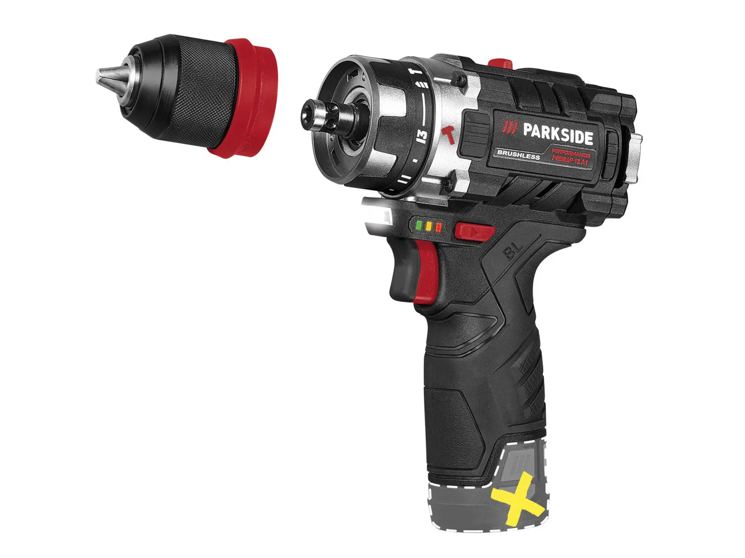 PARKSIDE PERFORMANCE Perceuse-visseuse  percussion sans fil PSBSAP 12 A1, 12 V