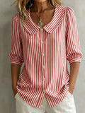 Blouse en coton vintage avec col Claudine pour femme