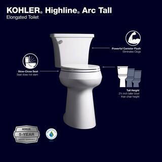 Highline Arc Extra Tall Elongated Toilet 1.28 GPF White with Seat