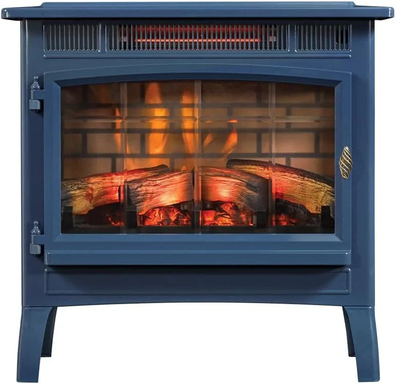 Freestanding Electric Fireplace Stove Heater with 3D Flame Effect for 1000 Sq. Ft