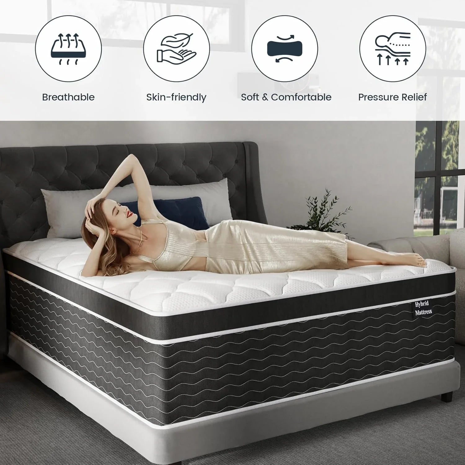 Full Size Mattress 10 Inch Full Size Mattress in a Box Medium Plush Hybrid Mattress