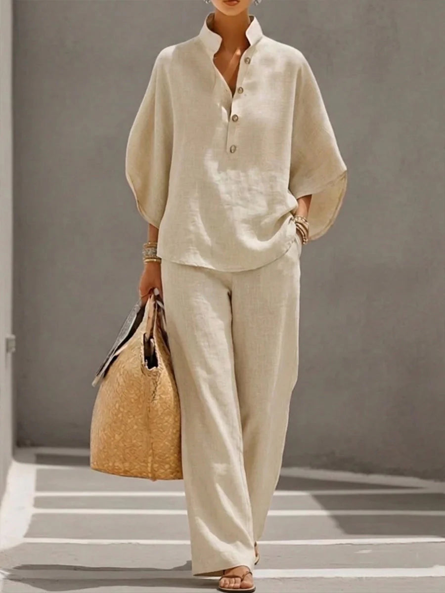 Mariel | Ensemble avec manches chauve-souris et pantalon ample.