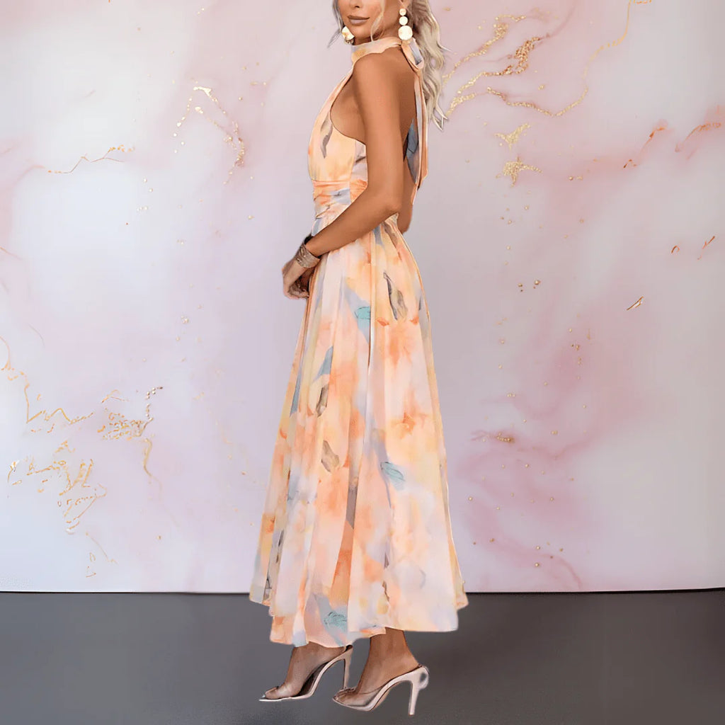 Robe longue élégante à col licou