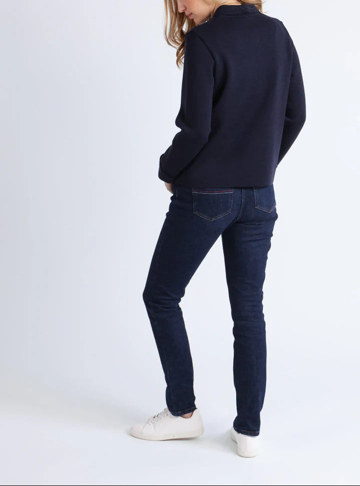 Veste femme en laine mérinos bleu marine