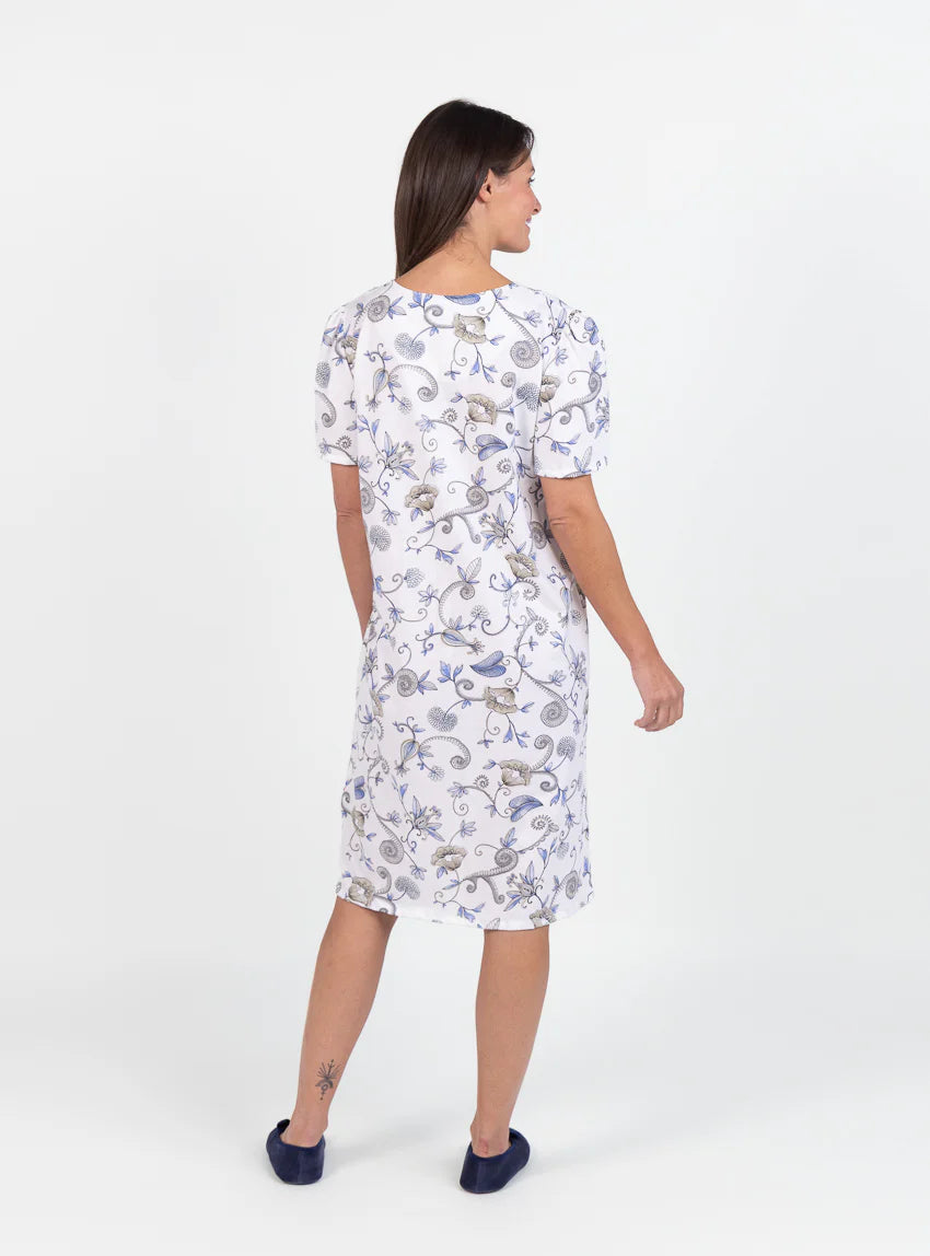 Chemise de nuit femme en coton bleu