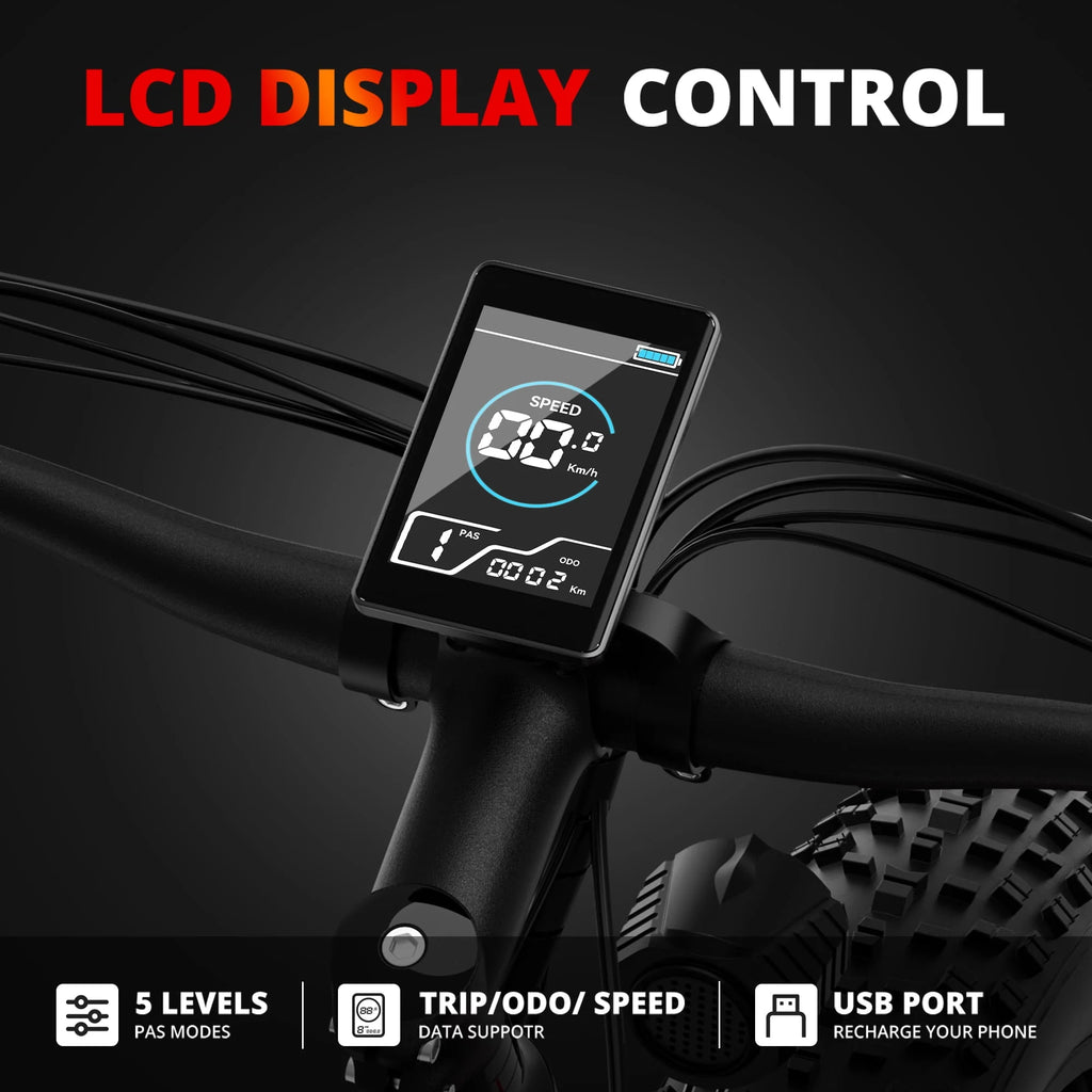 AMYET EB26 750W 720WH UL2849 Electric Bike Mountain Bicycle E Bike 26 Fat Tire 20MPH for Adult