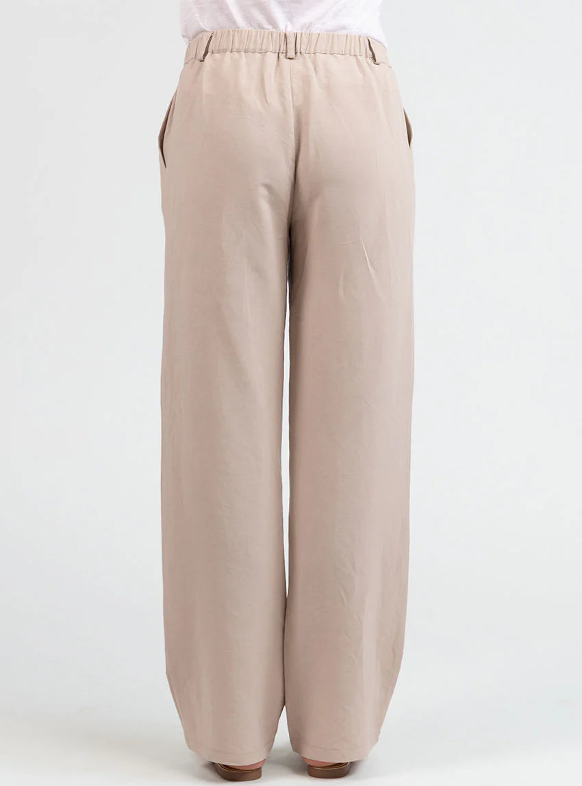 Pantalon femme large lin beige