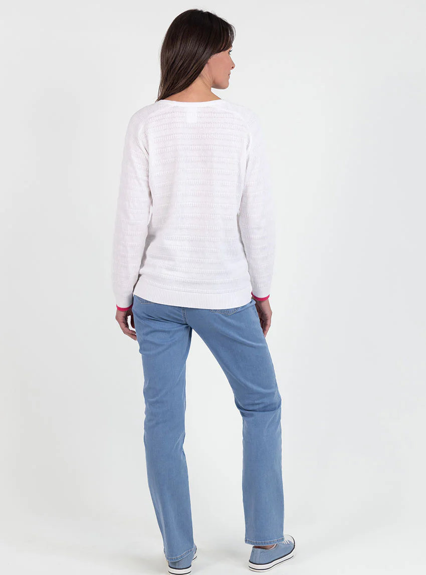 Pull femme esprit sweat en coton blanc