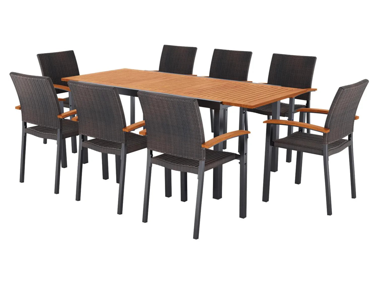 LIVARNO Table de jardin + Lot de 8 fauteuils en rsine tresse Valencia