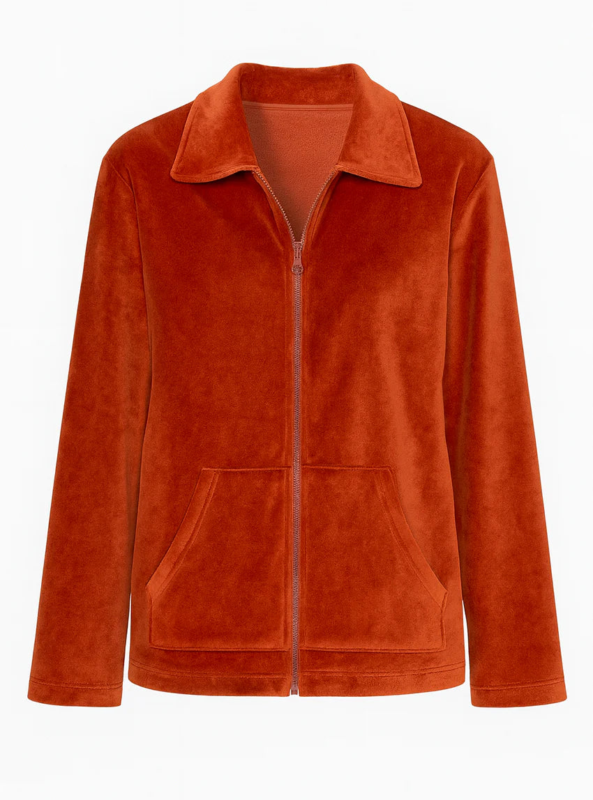 Veste femme en velours coton orange ocre