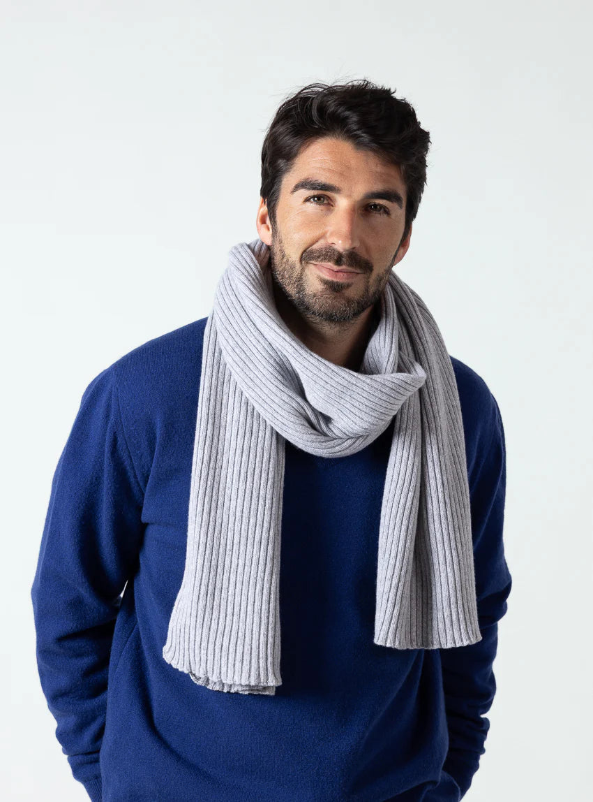 Écharpe homme cachemire et laine gris
