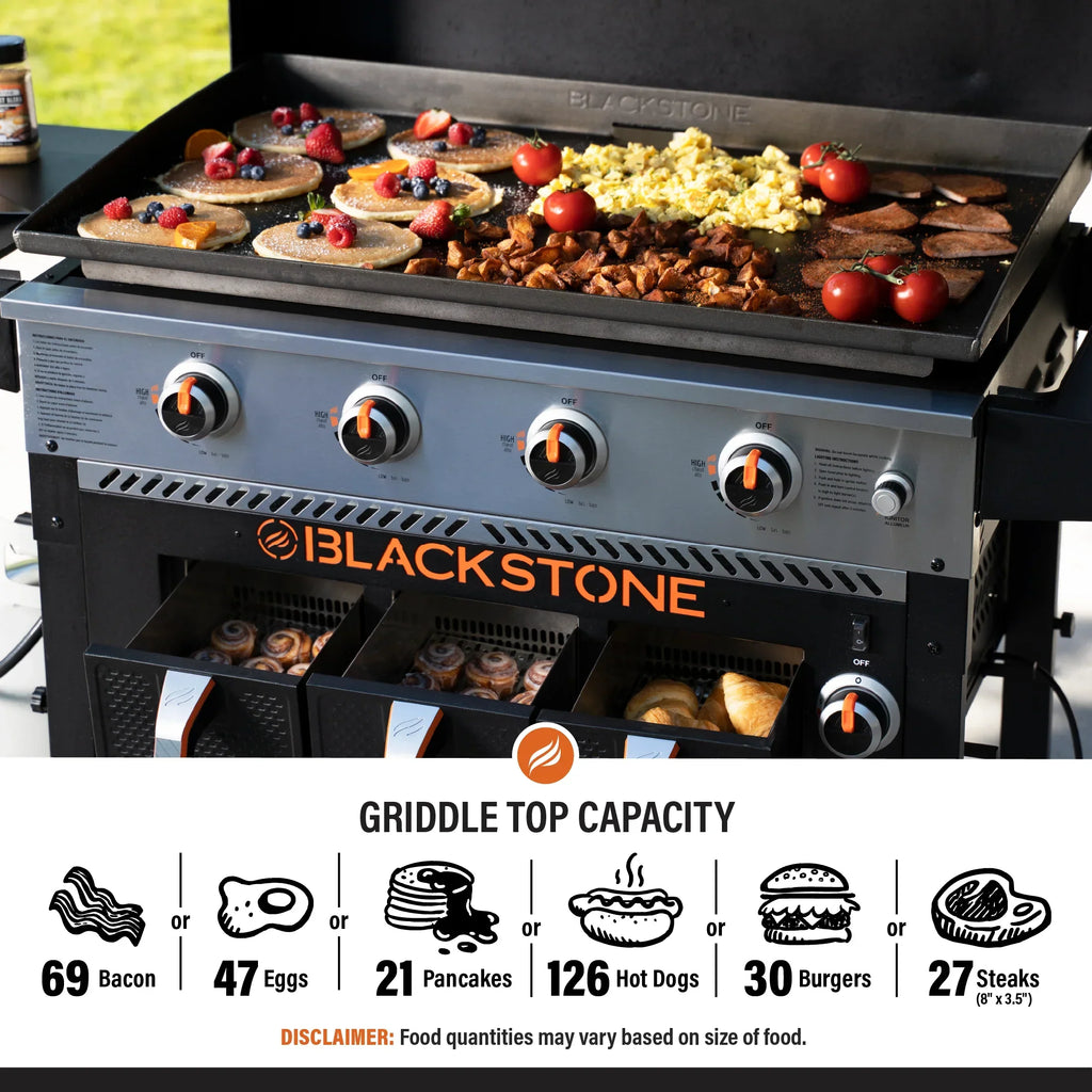 Blackstone 4-Burner 36 Propane Griddle with Air Fryer and Hood