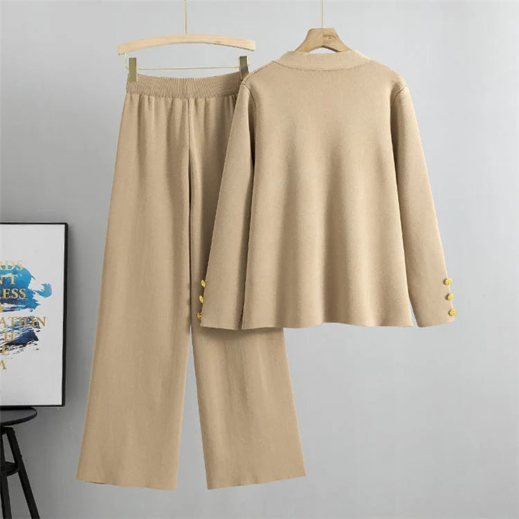 Ensemble pull en mélange de laine et pantalon à jambes larges